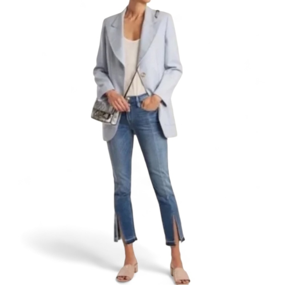 Frame Le Nouveau Straight Jeans Split Hem Medium Wash Sz 25  250